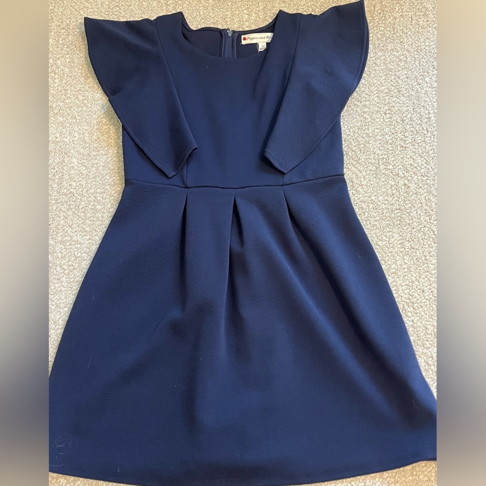 Navy blue girls ruffle dress size 10 NEVER WORN